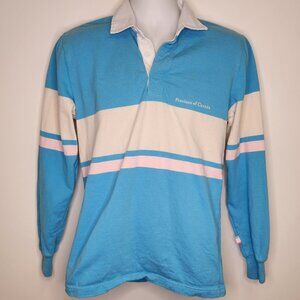 Province of Canada Women’s Long Sleeve Rugby Tee - Sky Blue, Cream & Pink